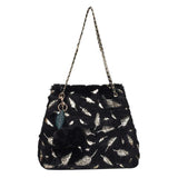 Women's Plush Chain Shoulder Messenger Bag for Casual Fashion