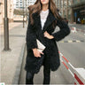 Women's Plush Coat lapel Furry mid-length Coat Cotton Coat