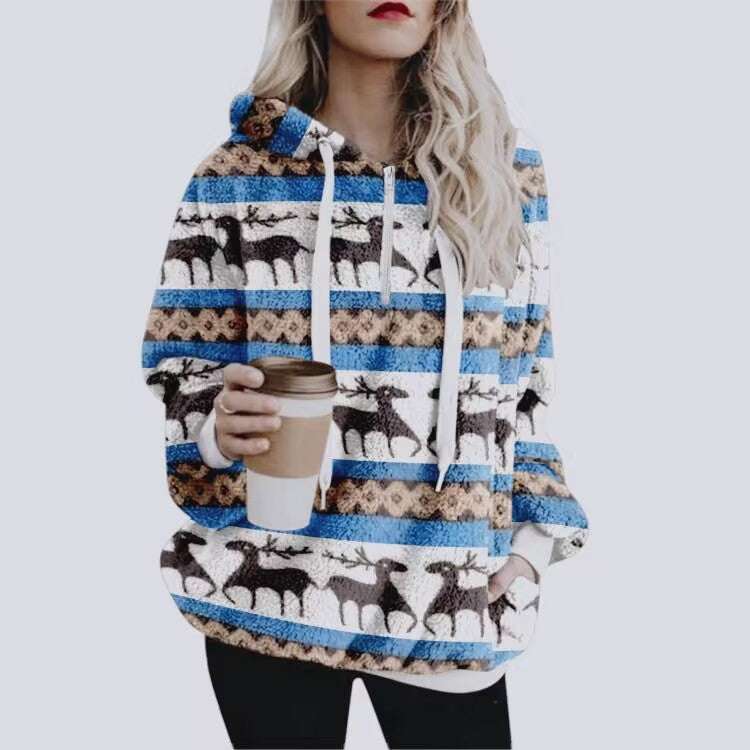 Women's Printed Christmas Sweater for Autumn and Winter