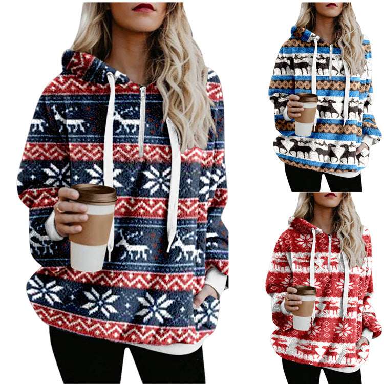 Women's Printed Christmas Sweater for Autumn and Winter