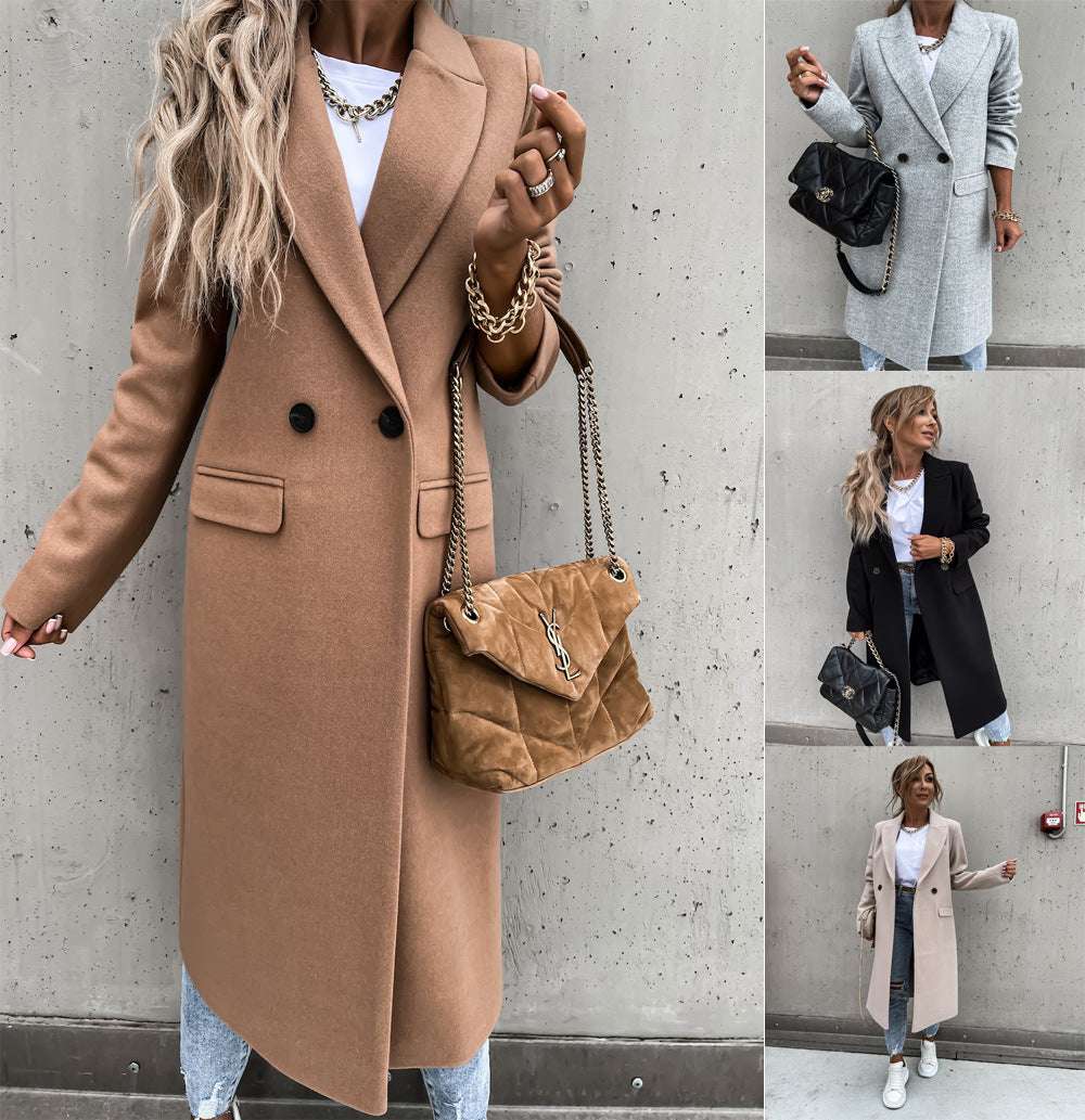 Women's Suit Collar Woolen Coat