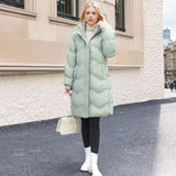 Women's Thick Down Cotton-Padded Jacket with Mid-Length Below the Knee