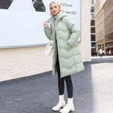 Women's Thick Down Cotton-Padded Jacket with Mid-Length Below the Knee