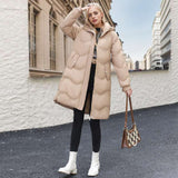 Women's Thick Down Cotton-Padded Jacket with Mid-Length Below the Knee