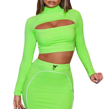 Womens Long Sleeve Cutout Night Ribbon Glow Dress