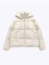 Zip-Up Cotton Jacket with Hood and Elastic Buckle Detail